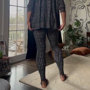 Norma Kamali Black and White Plaid Pants